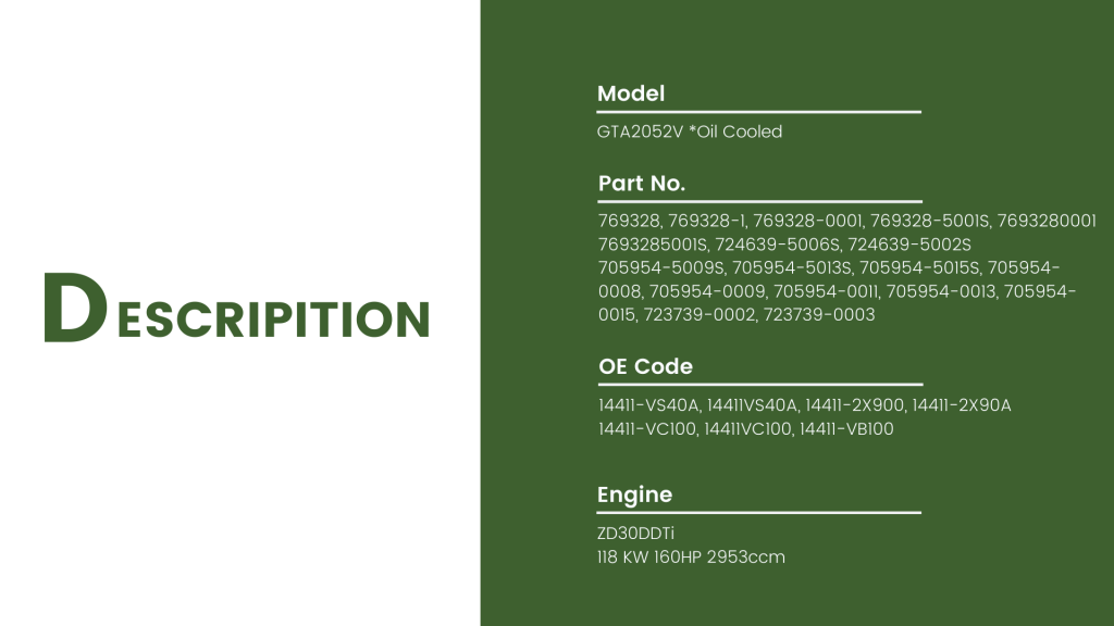 GTA2052V 14411VS40A Turbocharger